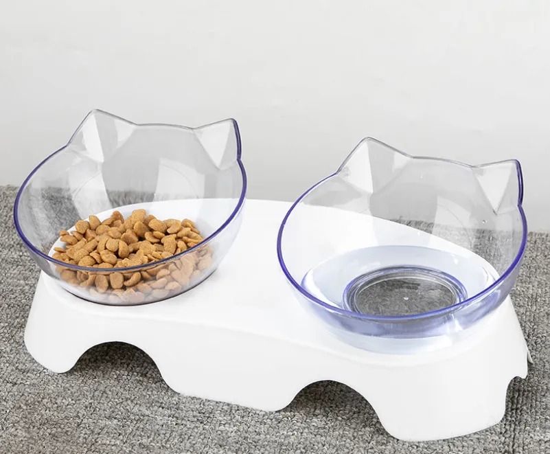 Genérico - Plato Doble Para Mascotas Con Forma De Gato