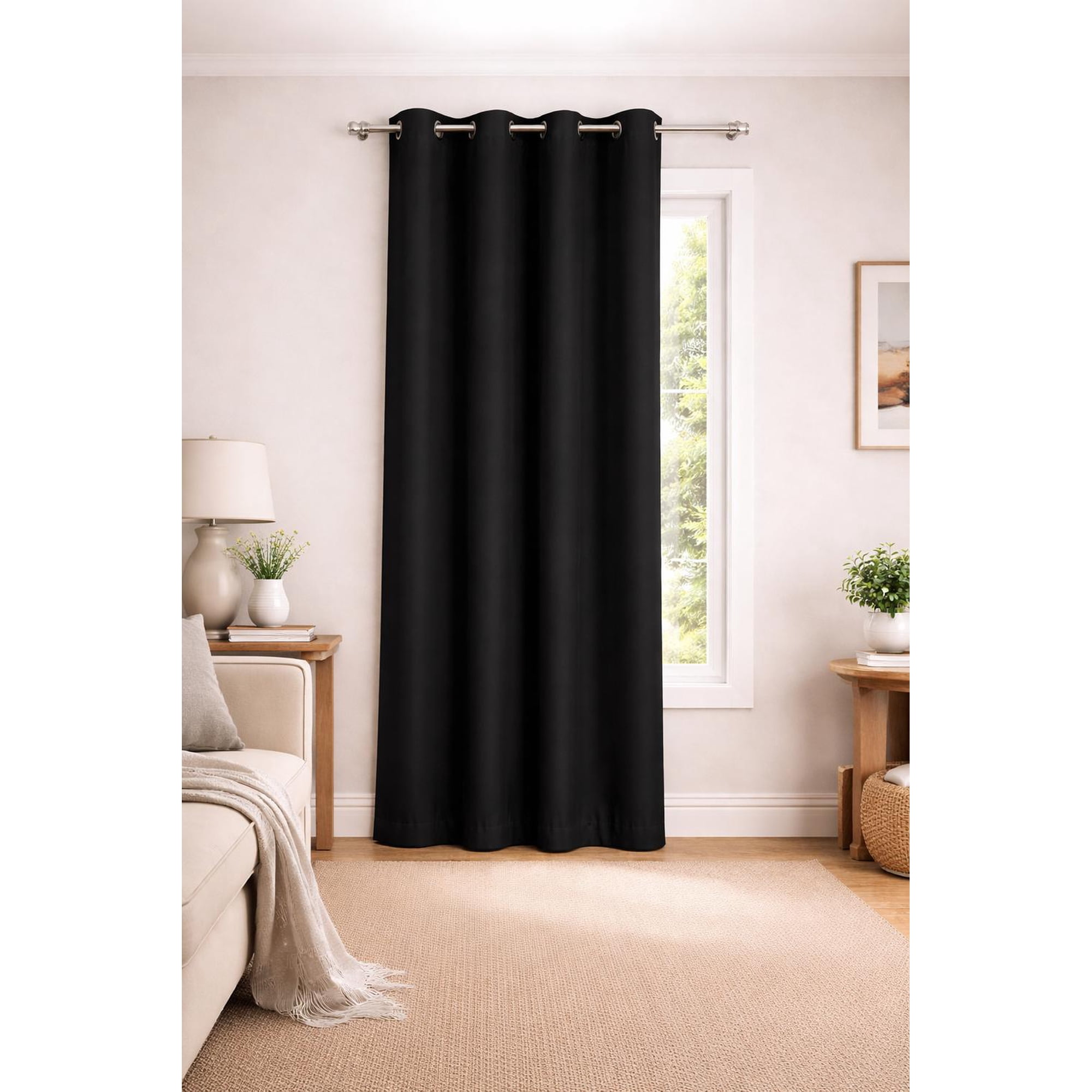 Clems - Cortina 100% Blackout De Tela Engomada 1 Paño Negro