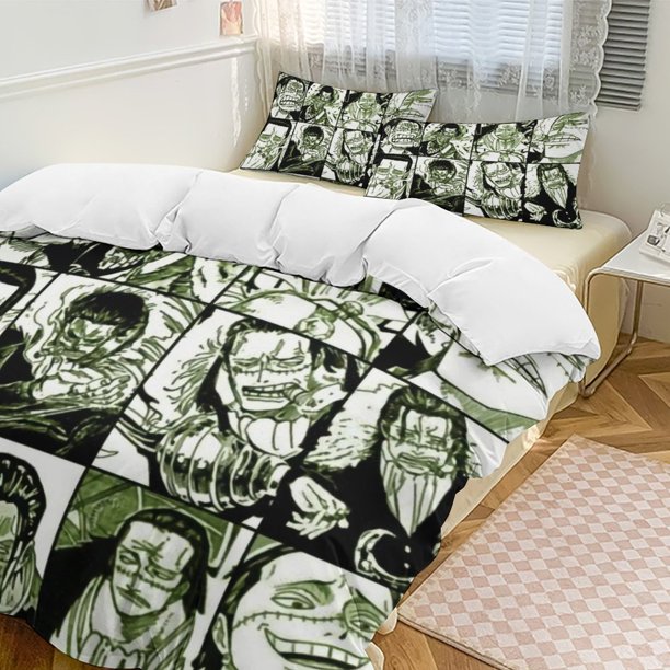 Sir Crocodile Bed Duvet Cover Funny Anime Cartoon Bedding Sets Lightweight 3 Piece Comforter Sets