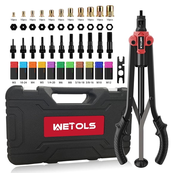 Herramienta para remachar WETOLS 17 con 11 mandriles métricos y SAE, 110 piezas