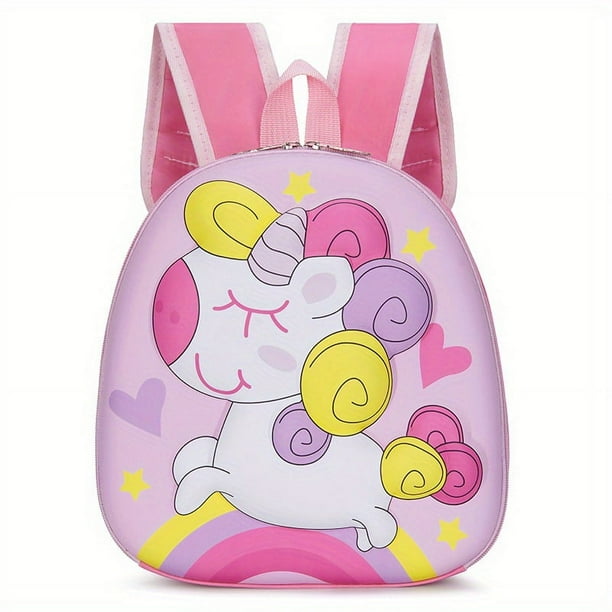 1PC Children's Cartoon Unicorn Printed Backpack, Sweet Cute Large Capacity 3D Backpack Travel Backpack Elementary Kindergarten Kids School Bag