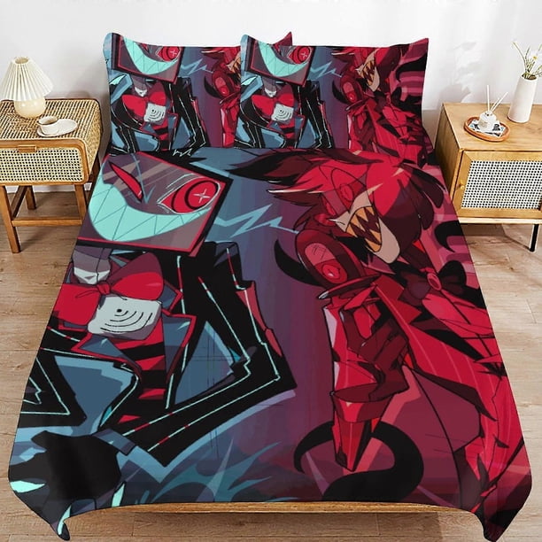 Hazbin Hotel Helluva Boss Bedding Set Duvet Cover Comfortable and Lightweight Cartoon Bedding3 Piece