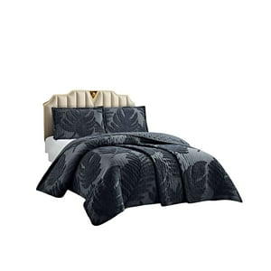 Teng Fei - Cubrecama Quilt Verano Hoja Tufting King-Superking Gris