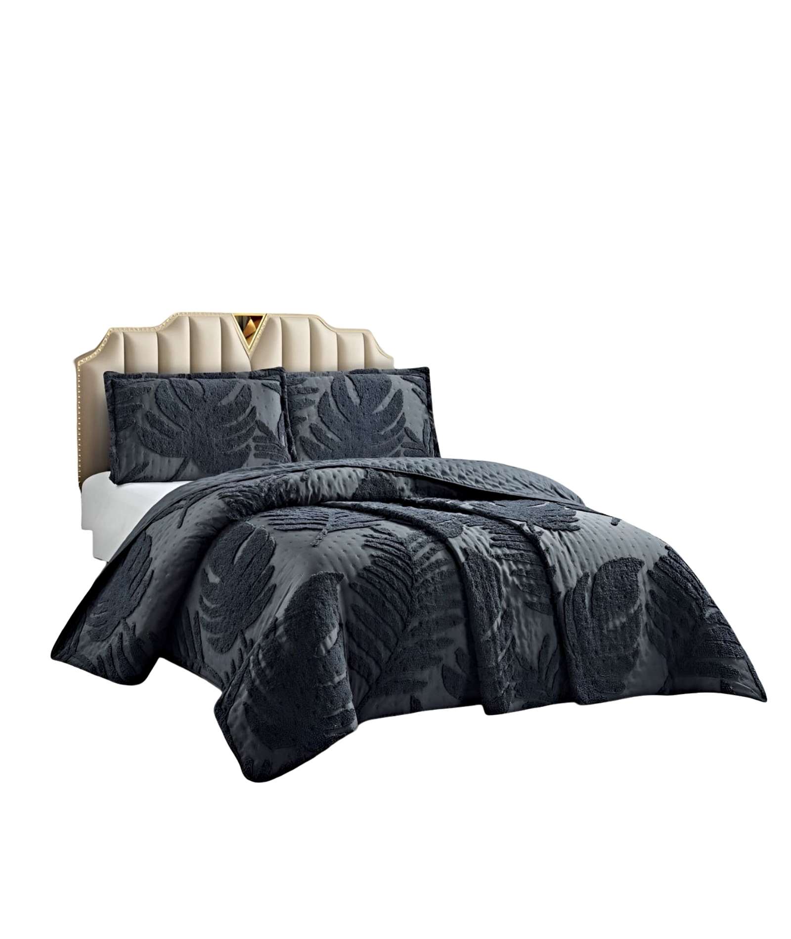 Teng Fei - Cubrecama Quilt Con Diseño Hoja Relieve 2 Plazas 230 X 250 Cm 06