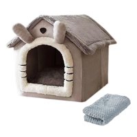 Magideal - Tienda De Campaña Para Mascotas Pequeñas, Cama Cueva Para Gatitos, Color Gris Claro, Con Cojín Extraíble, Lavable, Cueva Para Gatos, Cama Para Conejil M