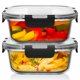 thumbnail image 1 of Recipientes de vidrio Razab de 1200 ml/42 oz para almacenamiento de alimentos, 2 unidades con tapas, 1 of 7
