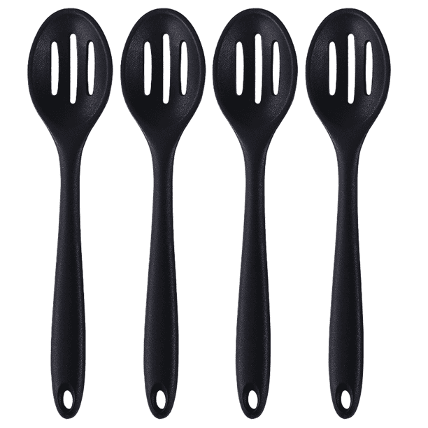 4 cucharas ranuradas de silicona antiadherentes para mezclar, resistentes al calor, para hornear, servir y revolver.