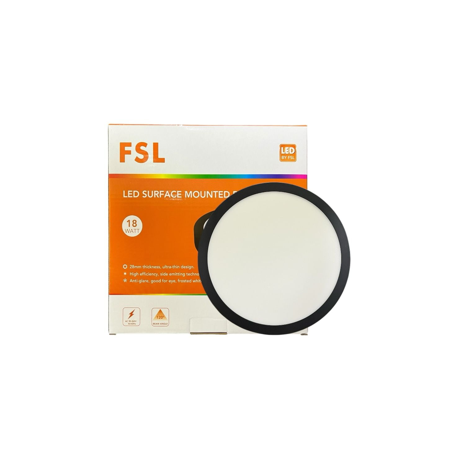 Fsl - Panel Led Sobrepuesto Redondo Negro 18w 6500k – Luz Fría