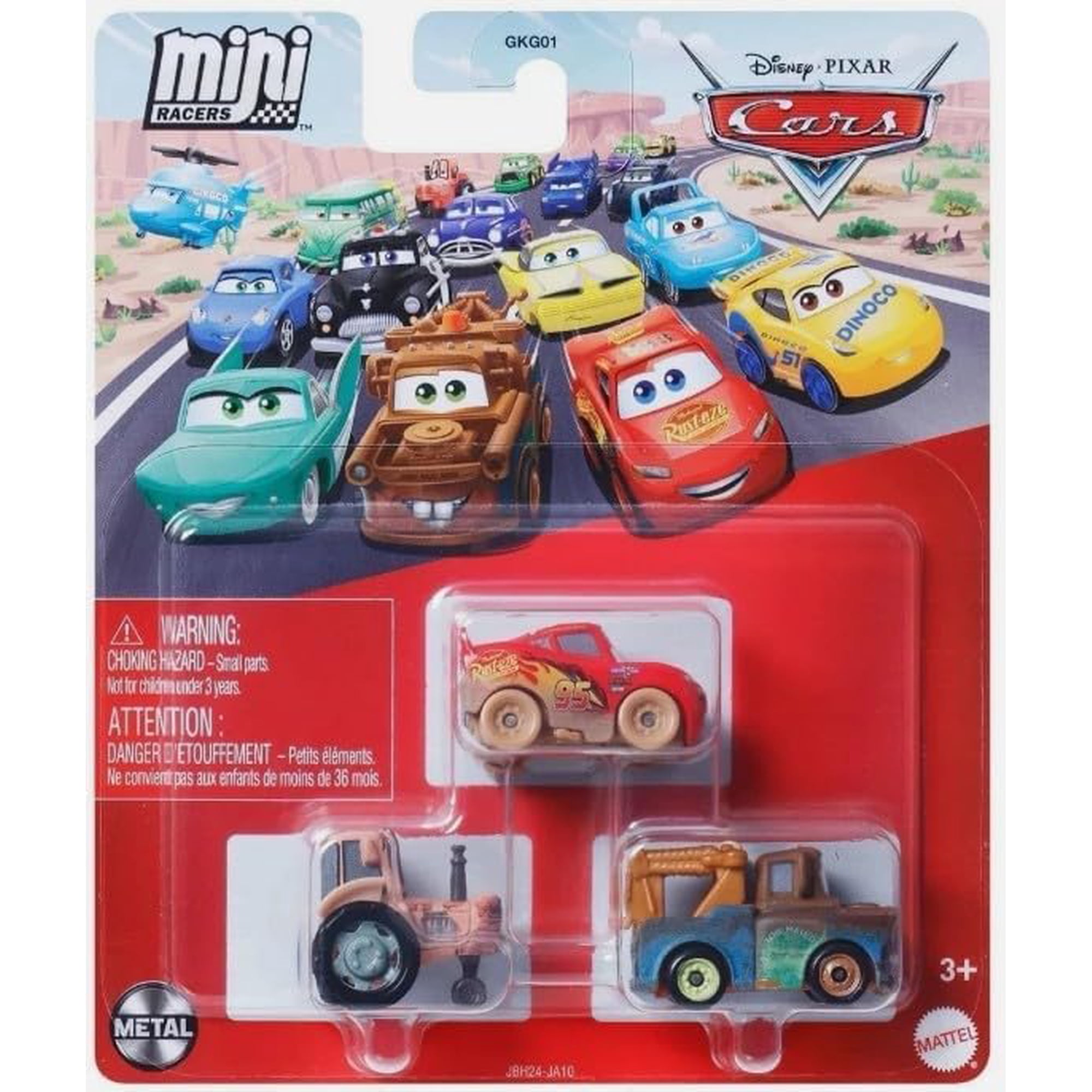 Mattel Cars Mini Corredores Paquete De 3 Vehículos De Metal Fundido