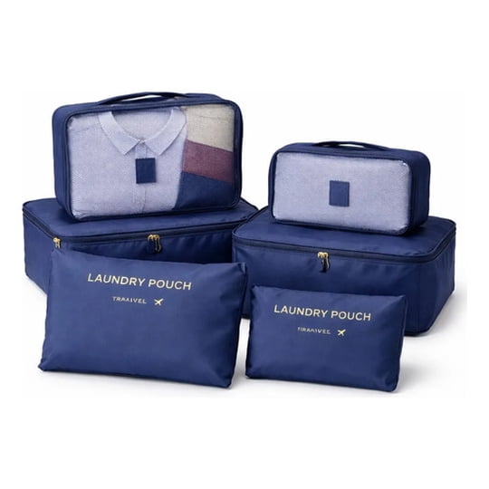 Tnk - Set 6 Bolsas Organizador De Equipaje Para Viaje Kit Maleta Azul Marino