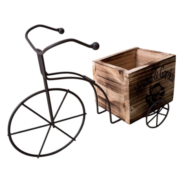Maceta De Bicicleta, Adorno, Maceta, Caja De Flores De Madera Para Estante, Jardín, Oficina, Color Madera