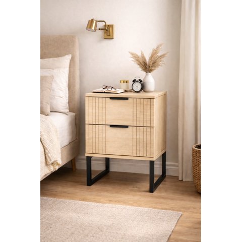 Space Home - Velador Veluxa 2 Cajones Con Rieles Suaves Mesa De Dormitorio