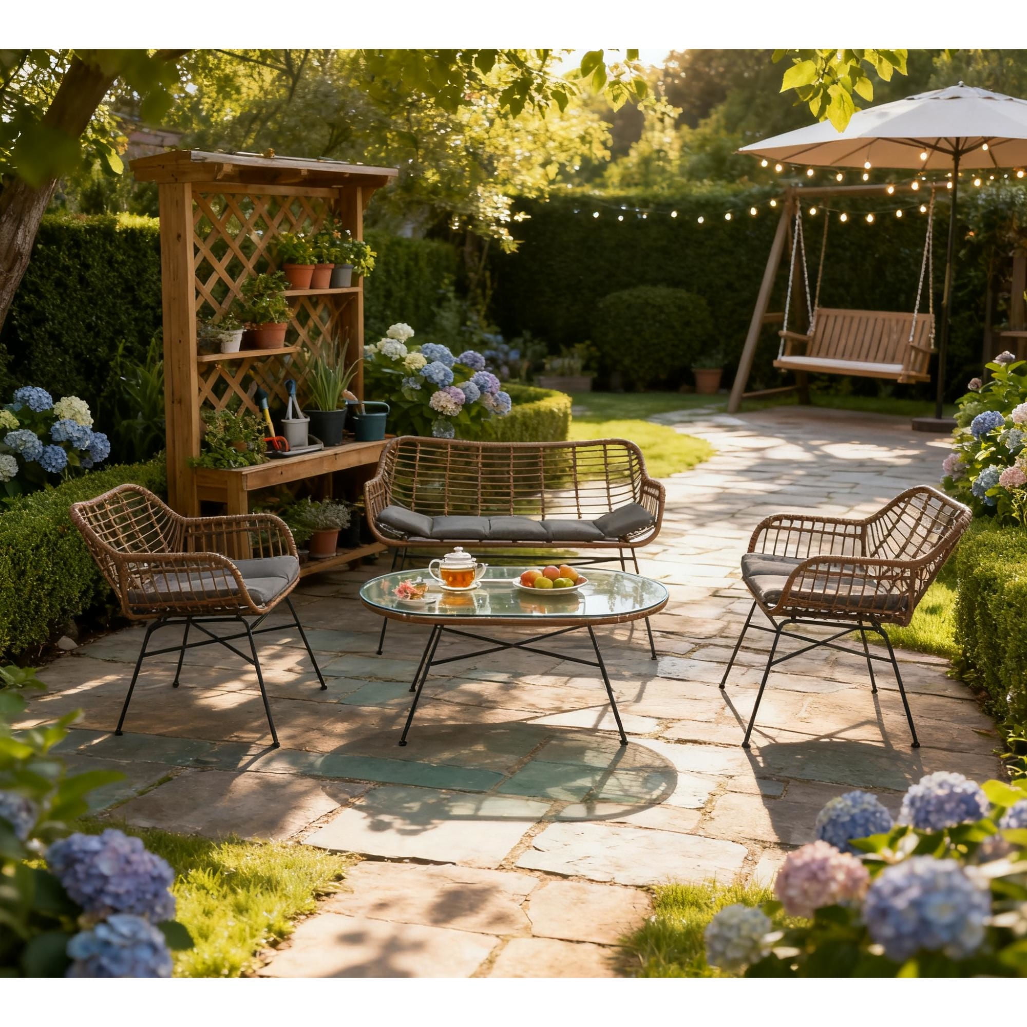 Mainstays - Juego Terraza 4 Piezas Café - Gris