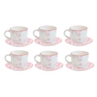 Disparo - Set 6 Tazas Con Platillos Royal 260Ml 15Cm Diseño Rose Cocina