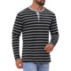 thumbnail image 4 of Camisetas Henley de Manga Larga Casual para Hombre con Rayas de Colores Contrastantes L Negro, 4 of 6