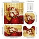 thumbnail image 3 of 4pcs Santa Claus Christmas Shower Curtain Set with Non-Slip Carpet, Toilet Seat, and Bath Mat - Red Waterproof Shower Curtain for Bathroom Decor and 12 Hooks Included, 3 of 4