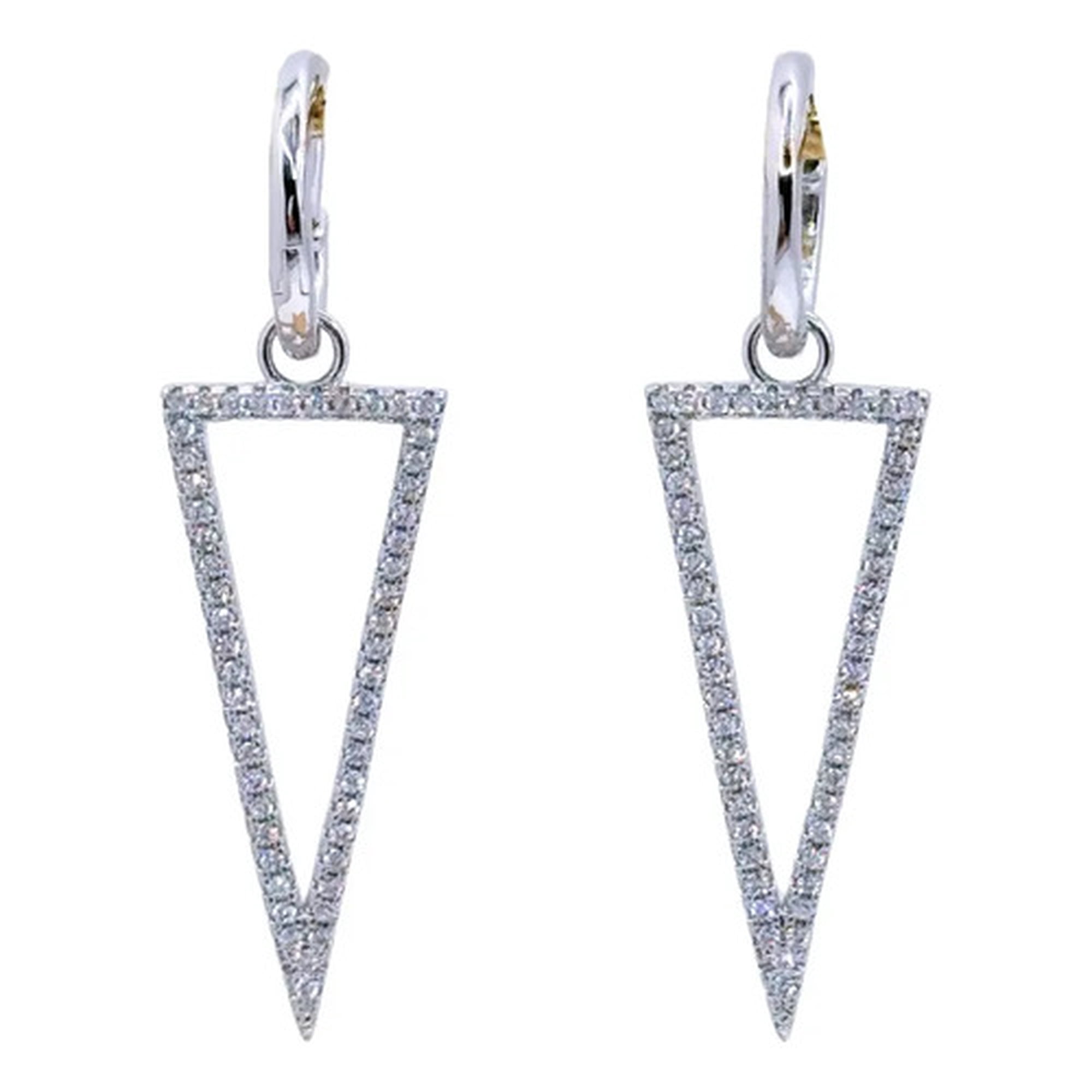Marca - Aros Argolla Y Triángulo, Circonitas Pavé, Plata 925, Regalo Plateado