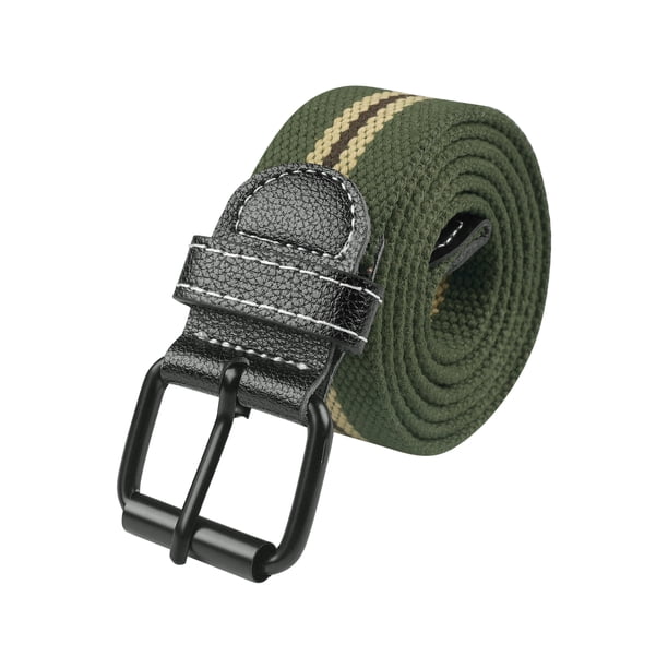 INSPIRE CHIC Cinturón Unisex de Lona Hebilla Negra Clásica Todo-Match Casual para Pantalones Cinturones Trenzados Verde Militar 120x3.8/47.2x1.5"