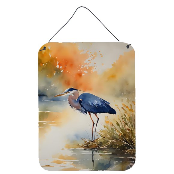 Letrero de aluminio para colgar en pared o puerta Caroline's Treasures Blue Heron