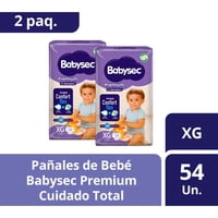 2 Paquetes De Pañales De Bebé Babysec Premium 108 Un Xg