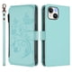 thumbnail image 2 of Funda Cartera Mariposa para [iPhone 15] con Soporte y Cremallera Verde menta, 2 of 6