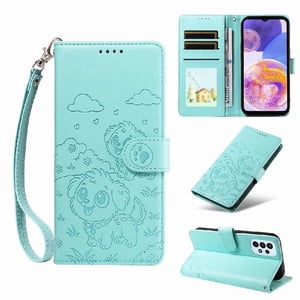 Funda Billetera Foxdock Compatible Con Samsung Galaxy A23 4G/5G, Diseño Perrito Tierno, Ranuras Para Tarjetas Y Soporte Plegable