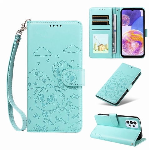 Funda Billetera Foxdock Compatible Con Samsung Galaxy A23 4G/5G, Diseño Perrito Tierno, Ranuras Para Tarjetas Y Soporte Plegable