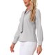 thumbnail image 4 of INSPIRE CHIC Blusas de Mujer de Manga Larga Chiffon Plisado con Lazo Cuello Camisa de Oficina S Gris Claro, 4 of 6