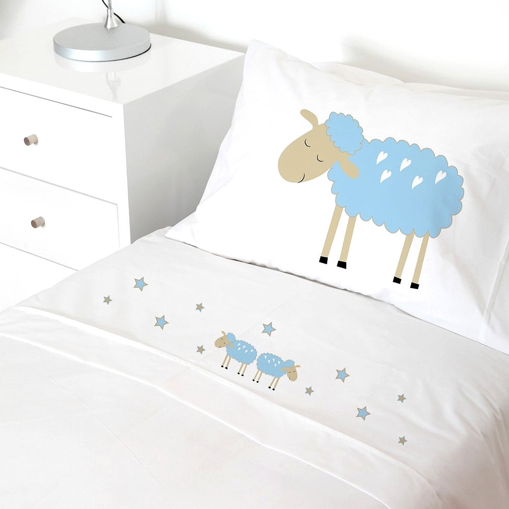Tuyo Print - Juego De Sábanas Transición Ovejita Celeste