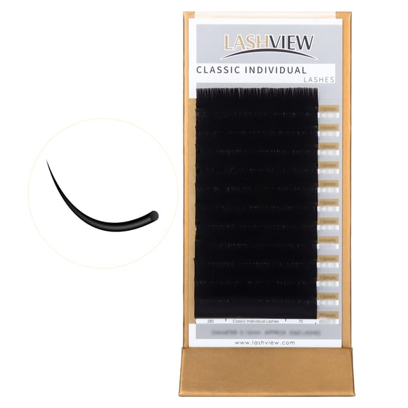 Extensiones de Pestañas LASHVIEW C Curl 8‑15 mm 0,15 mm Clásico