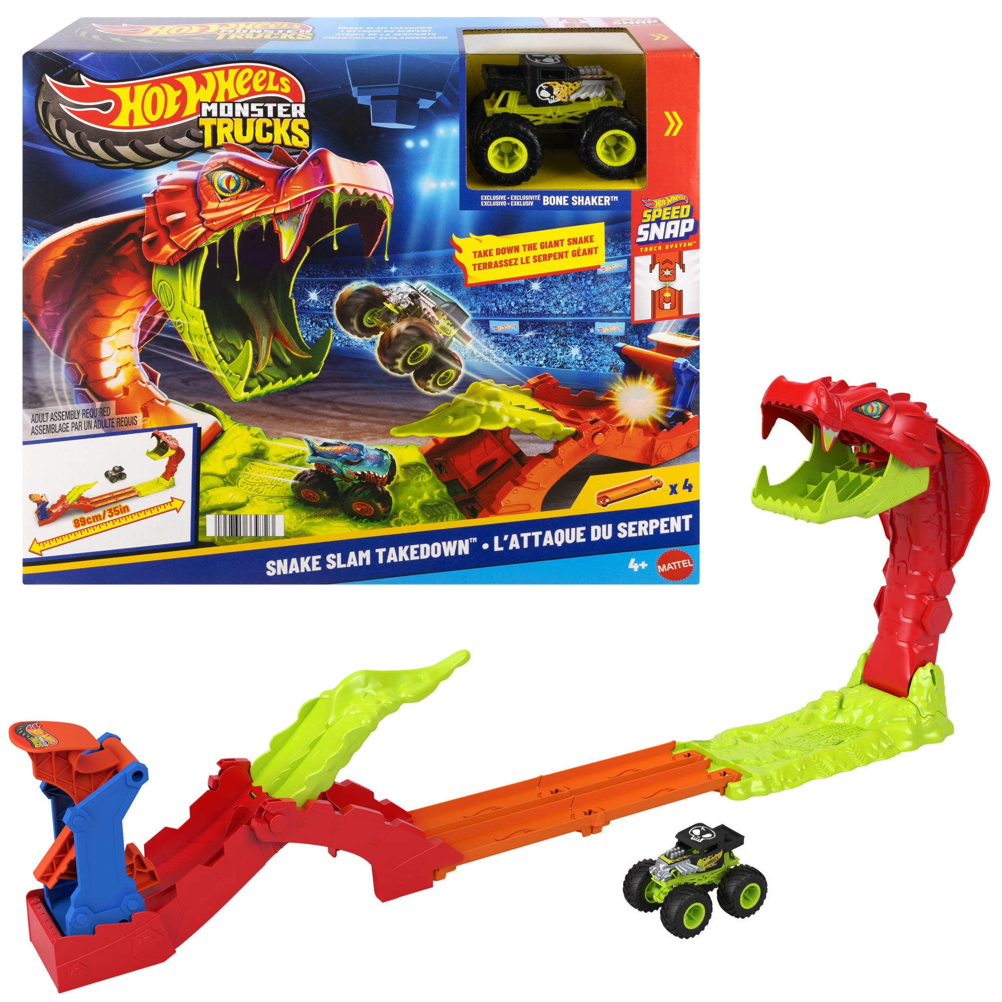 Mattel - Hot Wheels Pista De Juguete Pista Monster Trucks Mordida De Serpiente