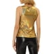 thumbnail image 3 of INSPIRE CHIC Top Metálico de Halloween para Mujer sin Mangas para Fiesta en Club Camiseta Brillante L Oro Claro, 3 of 6