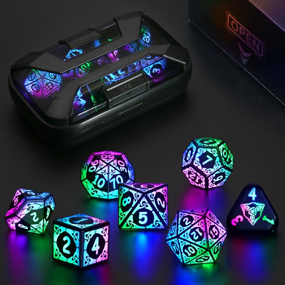 Juego de Dados LED ZHOORQI Recargables y Coloridos para DND RPG