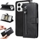 thumbnail image 1 of Funda tipo cartera para Tecno Spark 40 4G con bolsillo con cremallera y ranuras para tarjetas – Función de soporte Negro, 1 of 5