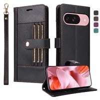 Foxdock Funda Tipo Cartera Para Google Pixel 9 – Cubierta De Cuero Pu Con Múltiples Ranuras, Bolsillo Para Efectivo Y Correa De Muñeca
