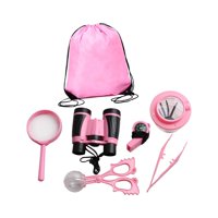 Bothyi - Kits De Exploración Al Aire Libre Para Niños De 7 Piezas Prismáticos Para Acampar Actividades Al Aire Libre Rosa