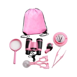 Bothyi - Kits De Exploración Al Aire Libre Para Niños De 7 Piezas Prismáticos Para Acampar Actividades Al Aire Libre Rosa