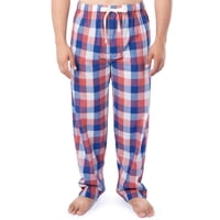 Pantalón De Pijama Izod Holgado De Popelina Estampada Con Cordón Para Hombre, Cuadro Rojo/Azul