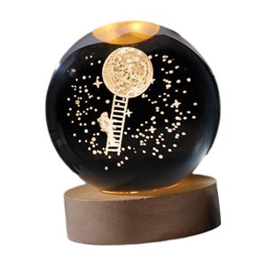 Ioensy - Lámpara De Noche Para Niños Con Bola De Cristal 3D Para Sala De Estar, Decoración Del Hogar, Luna