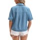 thumbnail image 3 of INSPIRE CHIC Chaqueta de Mezclilla de Manga Corta para Mujer Camisa Cuadrada con Botones Chaquetas de Jean Casual XL Azul Claro, 3 of 6