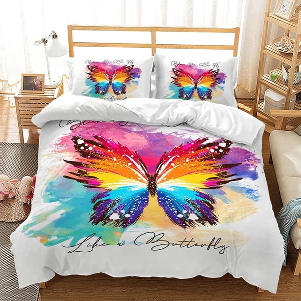 Butterflys Birds Flying Animal Duvet Cover Bedding Set Comforter Linen Pillowcases Double Gift