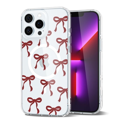 Funda De Teléfono Svanove Para Iphone 13 Pro Clear Bow Burgundy