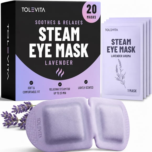 Máscara de Vapor para Ojos TOLEVITA Pack de 20 con Aroma a Lavanda