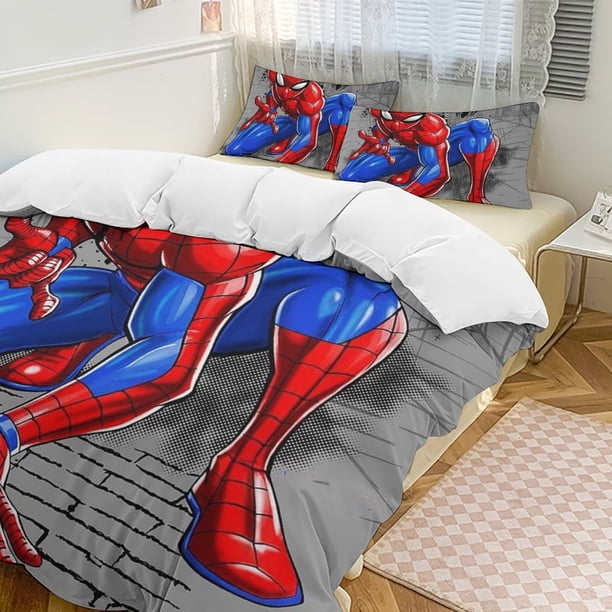 Spider-Man 3-Piece Twin Bed Set - Includes 1 Single Quilt And 2 Pillow Cases Bedding - Fade Resistant Microfiber - Spider