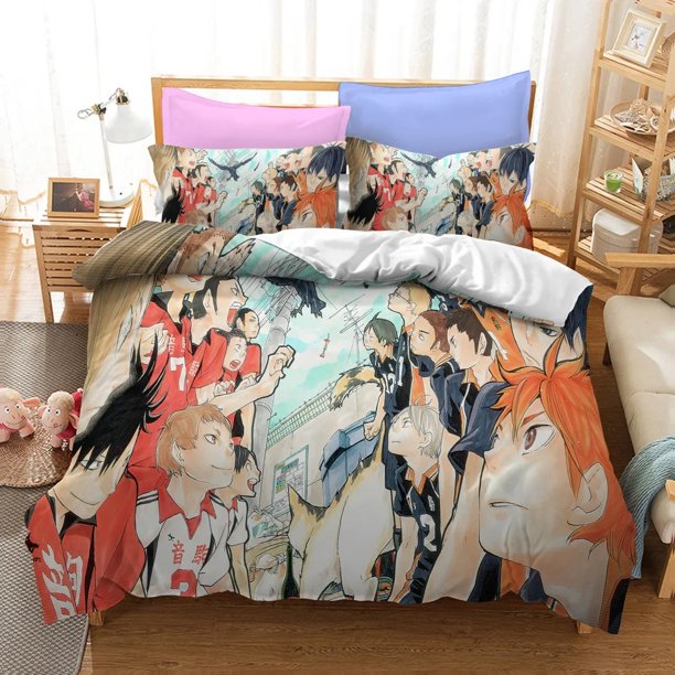 Haikyuu Anime Volleyball Bedding Set,Duvet Cover Bed Set Quilt Cover Pillowcase, Boys Girls Adults Bed Sheets