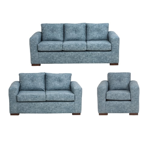 Muebles América - Living Franco 321 Cuero Auris Azul Claro