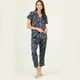 thumbnail image 1 of Pijama de Mujer Roma Pantalon Manga Corta Azul Estampado, 1 of 4