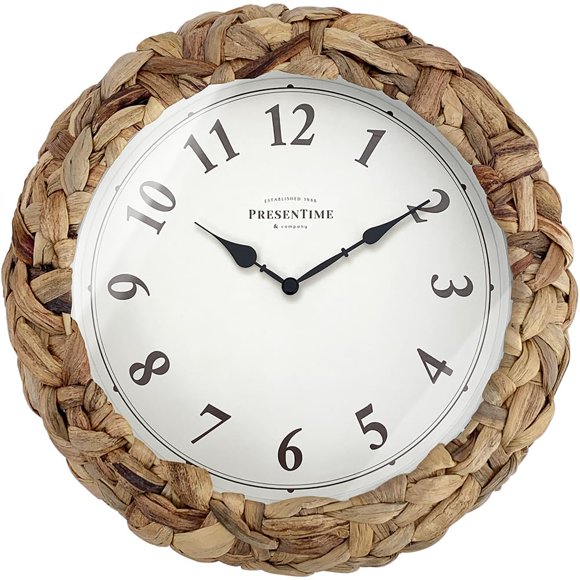 Reloj Presentime 27 cm Rústico de Mimbre Estilo Casa de Campo