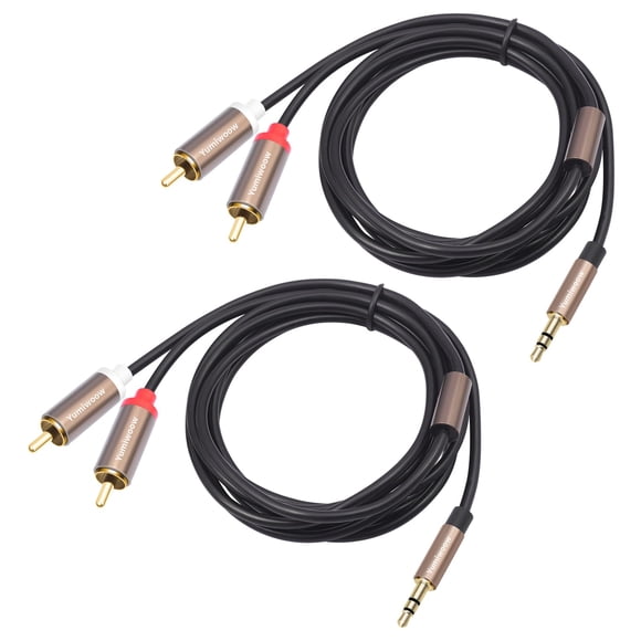Cable de 3,5 mm a RCA Yumiwoow, paquete de 2, 1 m, sonido HiFi, carcasa metálica