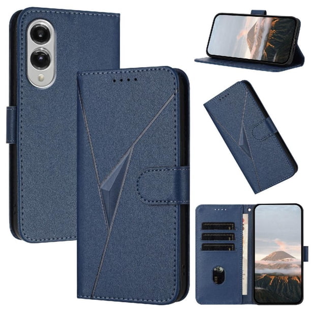 Funda Cartera Fibra de Carbono para Samsung Galaxy S25 Edge con Soporte y Cierre Magnético Azul